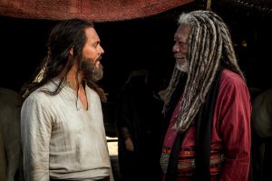 Jack Huston plays Judah Ben-Hur and Morgan Freeman plays Ilderim in BEN-HUR. ©Metro-Goldwyn-Mayer Pictures and Paramount Pictures. CR: Philippe Antonello