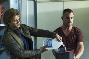 (l-t)  Lucas Till snf George Eads star in MACGYVER. ©CBS Broadcasting. CR: Annette Brown/CBS .