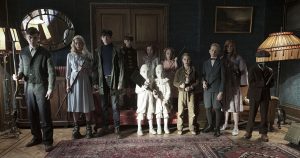 The residents of MISS PEREGRINE’S HOME FOR PECULIAR CHILDREN ready themselves for an epic battle against powerful and dark forces. (l-r) Enoch (Finlay Macmillan), Emma (Ella Purnell), Jake (Asa Butterfield), Hugh (Milo Parker), Bronwyn (Pixie Davies), the twins (Thomas and Joseph Odwell), Claire (Raffiella Chapman), Fiona (Georgia Pemberton), Horace (Hayden Keeler-Stone), Olive (Lauren McCrostie), and Millard (Cameron King). ©20th Century Fox. CR: Jay Maidment.