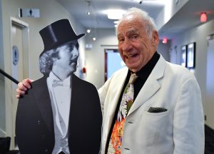 Mel Brooks (right) with a cut out of Gene Wilder during a special screening hosts a live introduction to a nationwide Fathom Events screening of “Young Frankenstein” on Wednesday, October 5, 2016 at the 20th Century Fox Lot in Los Angeles, California. ©Vince Bucci/Fox/PictureGroup.