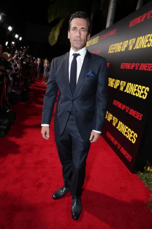 Jon Hamm seen at Twentieth Century Fox "Keeping Up with the Joneses" red carpet event on Saturday, Oct. 8, 2016, in Los Angeles. ©Eric Charbonneau/Invision for Twentieth Century Fox/AP Images.