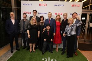 (l-r) Writer/Director Christopher Guest, Christopher Moynihan, Zach Woods, Sarah Baker, Parker Posey, Fred Willard, Brad Williams, Susan Yeagley, Jane Lynch, Producer Karen Murphy and Michael Hitchcock seen at Netflix original film 'MASCTOS' Los Angeles Special Screening on Wednesday, October 05, 2015, in Los Angeles, CA]. ©Eric Charbonneau/Netflix.